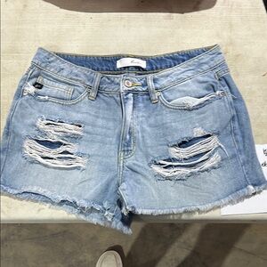 Kan can Blue Distressed Jean Shorts Relaxed Fit